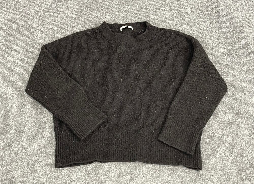 Zara Sweater Womens Small Cropped Black Long Sleeve Pullover Acrylic N93